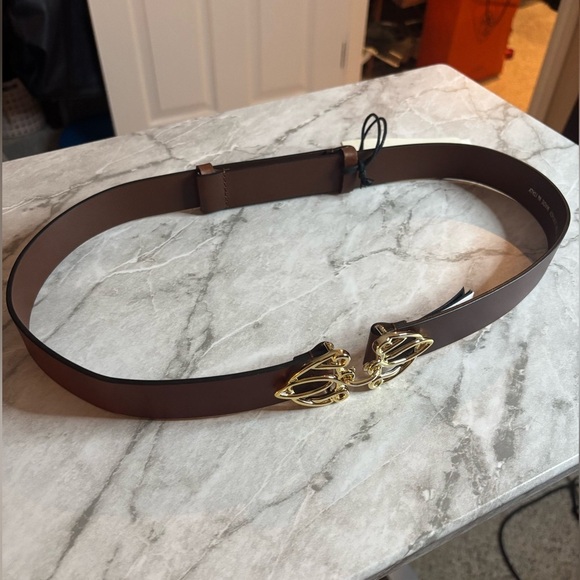 NWT BA&SH Belissi Brown Leather Belt with Gold Buckle 75. 25 inches main image 8